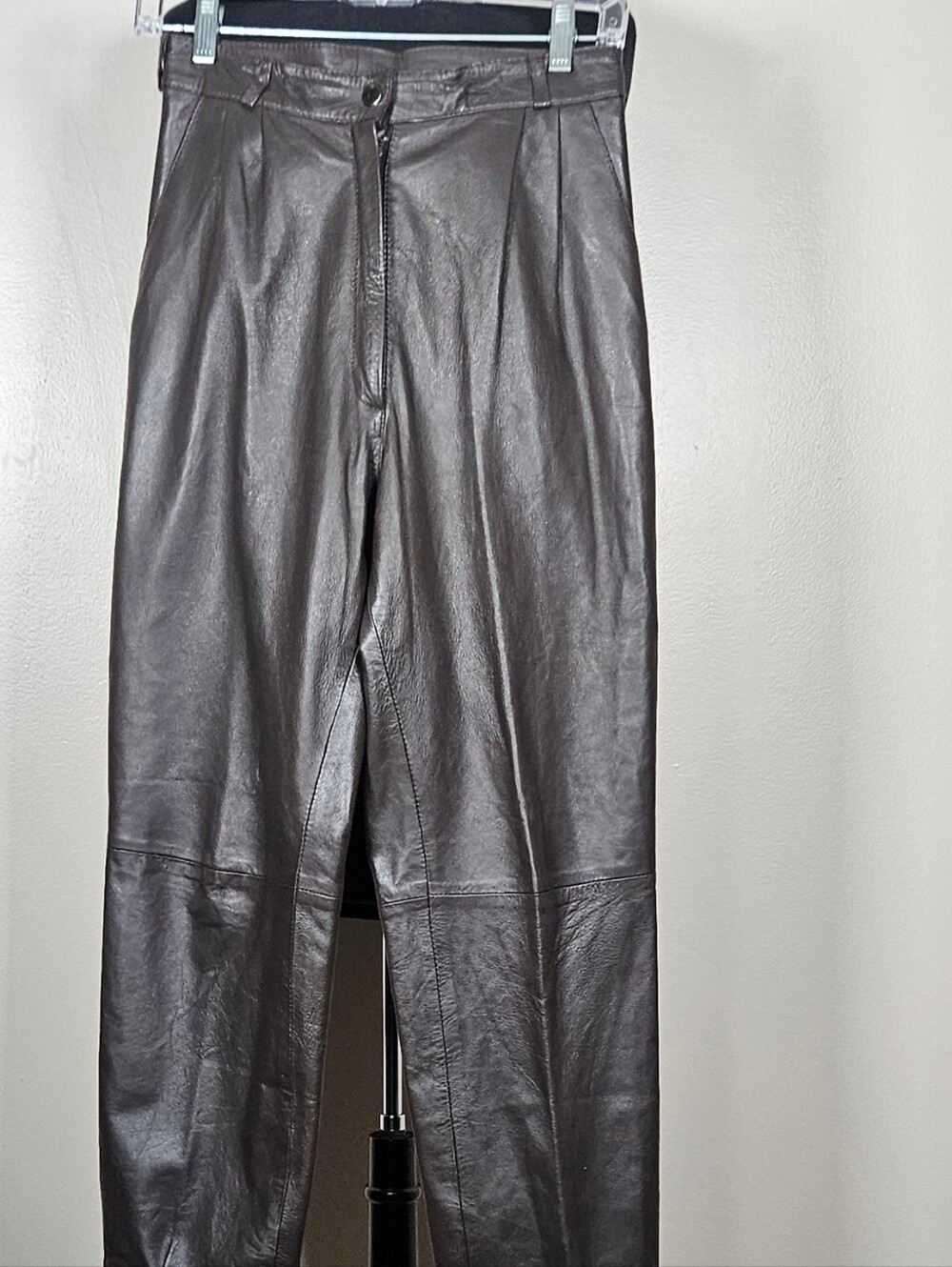 Vintage Leather Pants 80's High Waisted Pleated Tapered Tailored Pants Soft 6